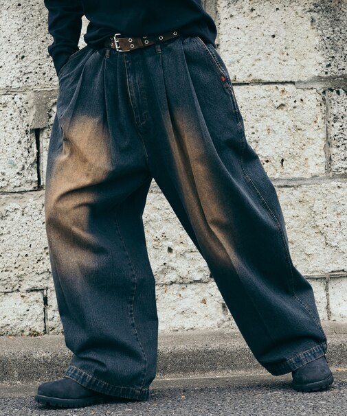 別注 SMU PT-38 2TUCK BAGGY WIDE DENIM PANTS
