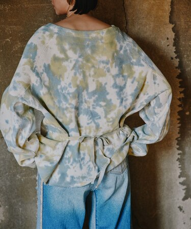 タイダイ染め 2WAYワッフルプルオーバー