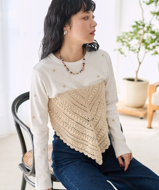 インド マルチウェイ クロシェスカーフ　Lサイズ