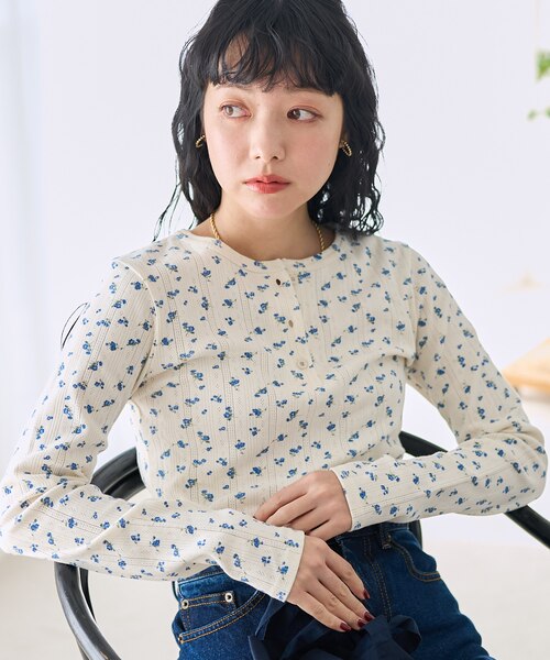 花柄針抜きフライス ヘンリートップス｜フリークスストアの通販｜&mall