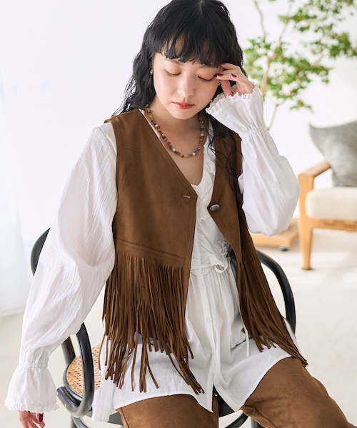 スエード調 フリンジベスト｜フリークスストアの通販｜&mall