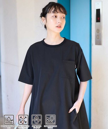 5分袖フレアワンピース