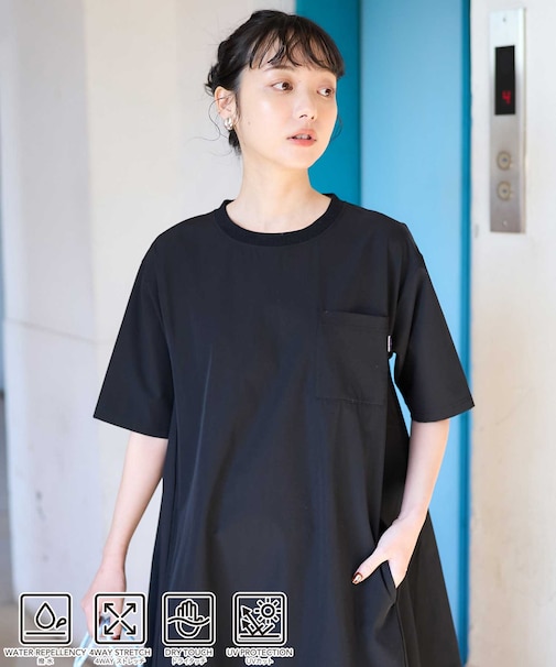 5分袖フレアワンピース