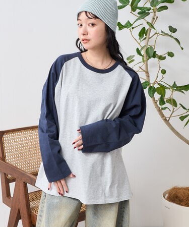 配色ラグランロンT