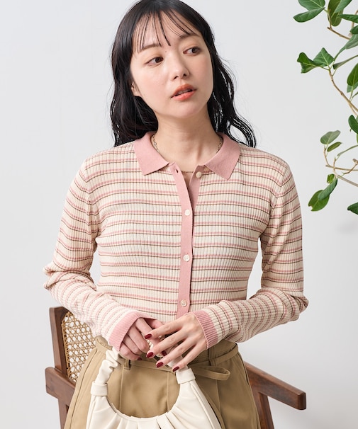 ウォッシャブル マルチボーダー ポロニット