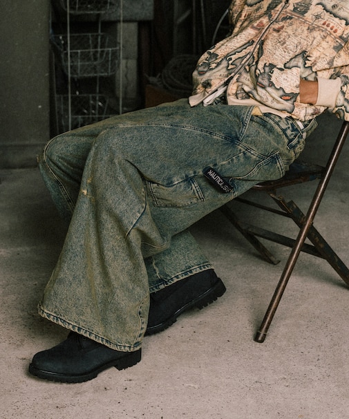 Double Waist Distressed Baggy Curve Denim