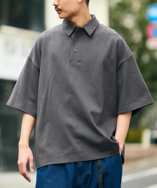 ビッグシルエットポロシャツ　バックプリーツスカート　セットアップ　サイズM 春夏 セール】ビッグシルエット カレッジロゴ プリント オーバー