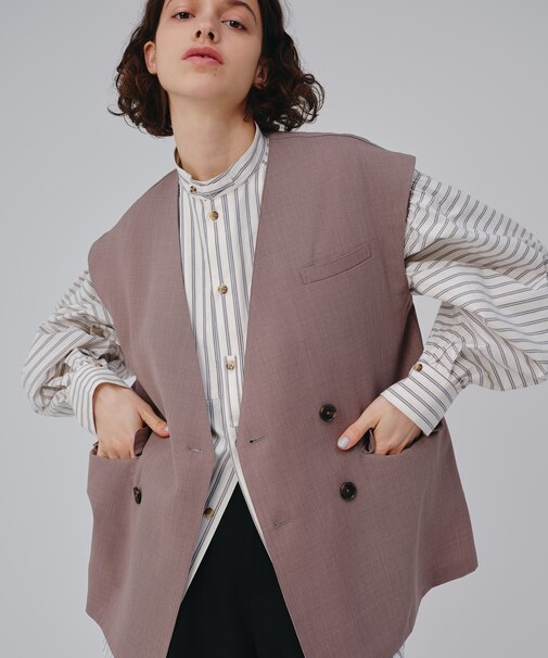 接触冷感/UV リネンタッチ ダブルベスト＜セットアップ対応＞