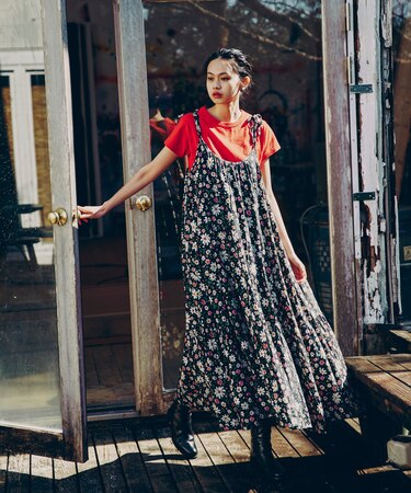 レーヨンプリントキャミドレス