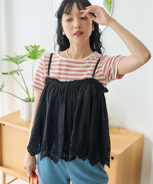 インド スカラップ 2wayスカート トップス