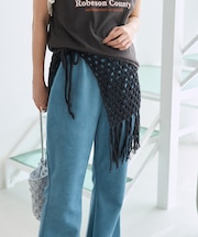 フリンジ 柄編み巻きスカート