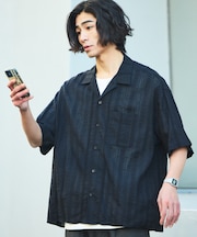 リラックスフィット 総柄 ジャガード オープンカラーシャツ 【限定展開】