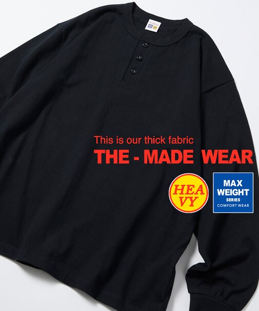 10.5オンス HEAVY WEIGHT ヘンリーネック ロングスリーブTシャツ