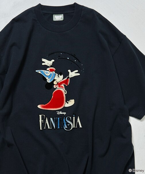 DISNEY/ディズニー/『ファンタジア』/魔法/ミッキーマウス/フロッキープリント クルーネックTシャツ