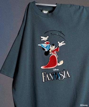 DISNEY/ディズニー/『ファンタジア』/魔法/ミッキーマウス/フロッキープリント クルーネックTシャツ