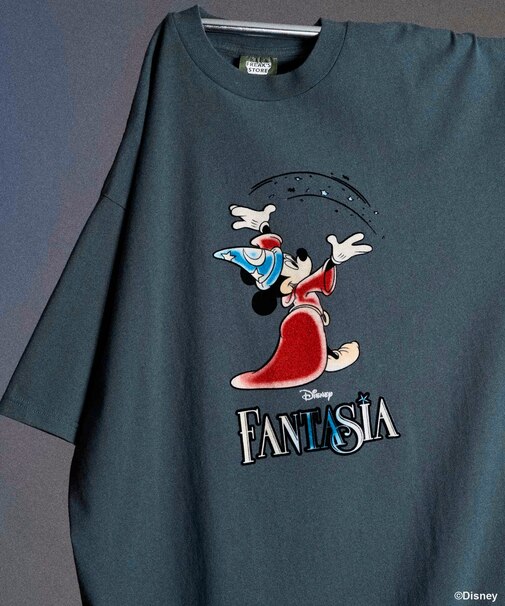 DISNEY/ディズニー/『ファンタジア』/魔法/ミッキーマウス/フロッキープリント クルーネックTシャツ