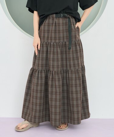 別注 2WAY ベルト付き ティアードチェックスカート