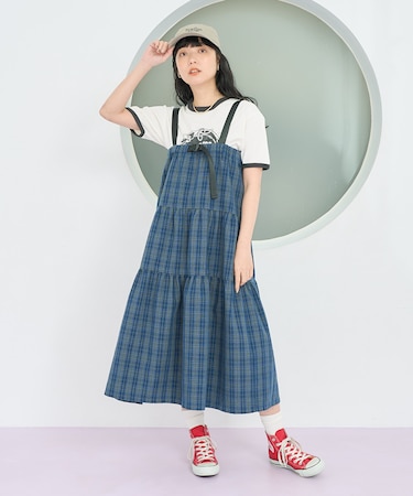 別注 2WAY ベルト付き ティアードチェックスカート