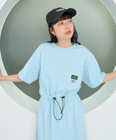 別注 ウエストコードポケット付 Tシャツワンピース
