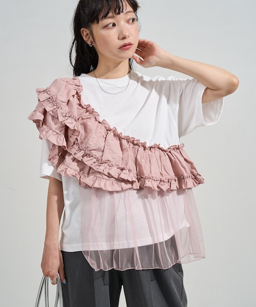 フリルチュールドッキングTシャツ