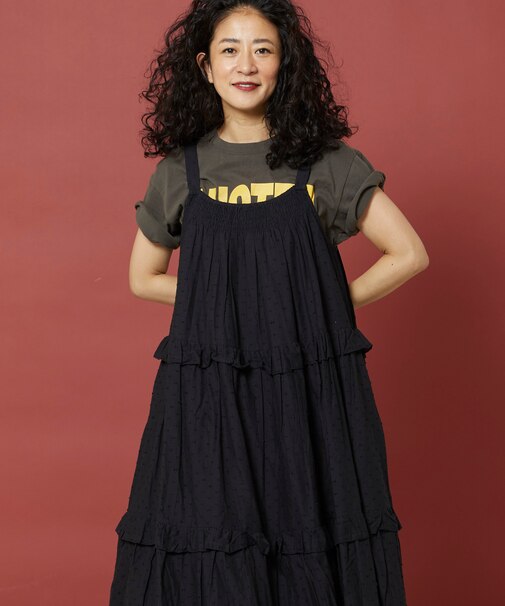 ドビー ティアード フリルワンピース