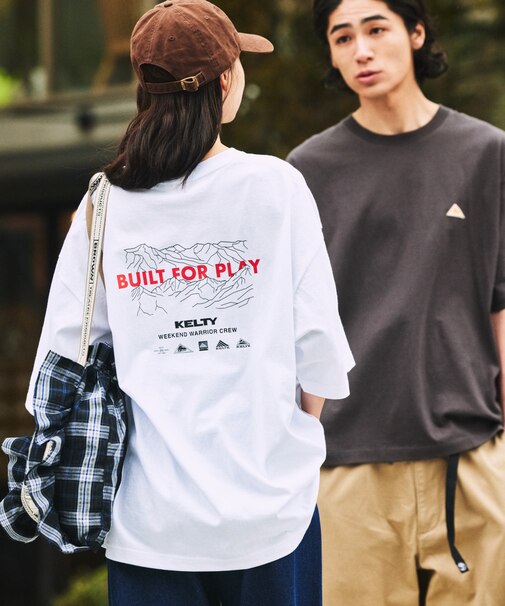 KELTY×FREAK'S STORE/ケルティ 別注 ビッグシルエット マウンテンデザイン バックプリント クルーネックTシャツ 【限定展開】