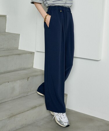 <接触冷感/UVカット＞機能素材 金釦 イージーパンツ