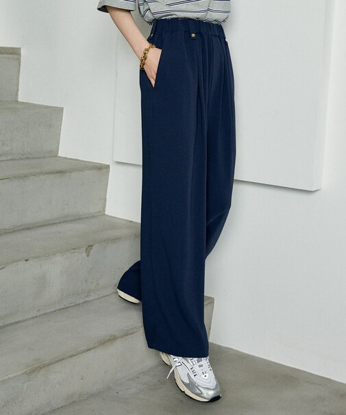 <接触冷感/UVカット＞機能素材 金釦 イージーパンツ