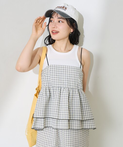 チェックキャミビスチェ＜セットアップ対応＞