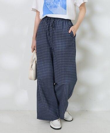 チェックイージーパンツ <セットアップ対応＞
