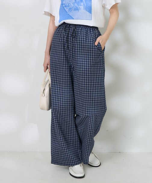 チェックイージーパンツ <セットアップ対応＞
