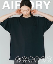 AIRDRY 高機能素材 カノコ編み クルーネック ポケットTシャツ/吸水速乾/遮熱性/UVカット