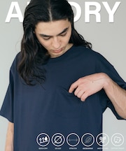 AIRDRY 高機能素材 カノコ編み クルーネック ポケットTシャツ/吸水速乾/遮熱性/UVカット
