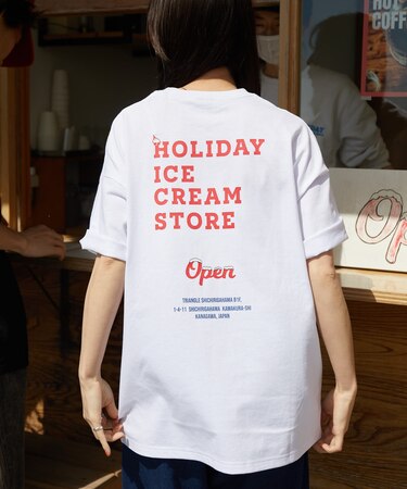 HOLIDAY ICECREAM×FREAK'S STORE 別注 ビッグシルエット バックプリント クルーネック Tシャツ 【限定展開】