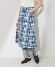 フロントボタンチェックスカート