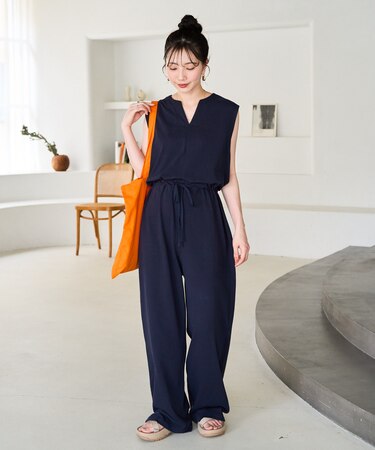 限定展開 ノースリーブ ウエスト コード オールインワン｜フリークス 