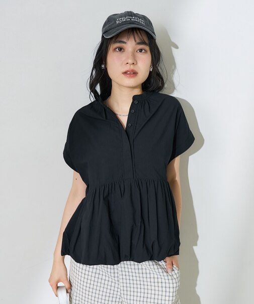 裾バルーン フレンチスリーブチュニック
