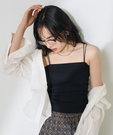 ＜サイズ展開あり＞フラットカップ付きキャミソール