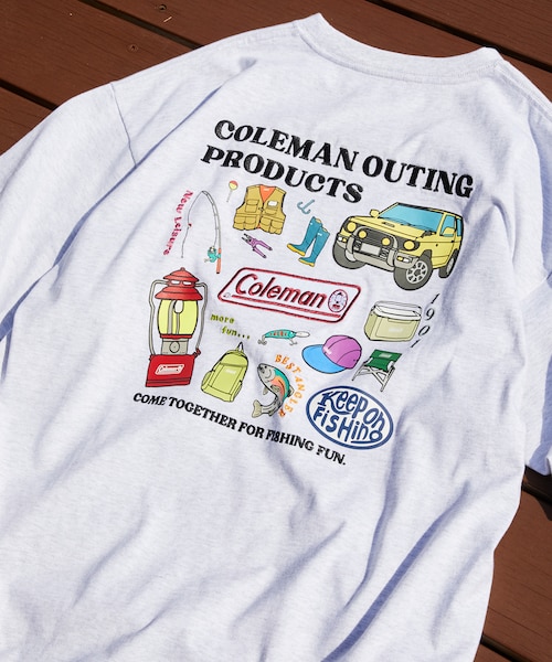 別注 coleman fishing goods バックプリントクルーネックTシャツ