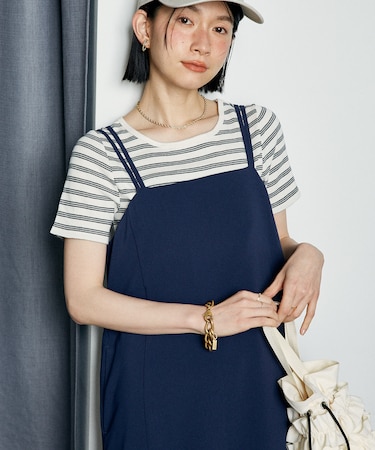 バレエネック ランダムリブTシャツ