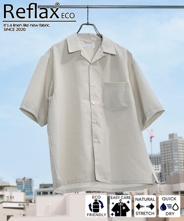 Reflax 機能性素材 リラックスフィット オープンカラーシャツ ショートスリーブ 【セットアップ対応】