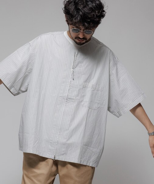 別注 フルジップカーディガン ショートスリーブシャツ ブロード