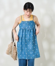 インド 小花刺繍キャミリボンチュニック