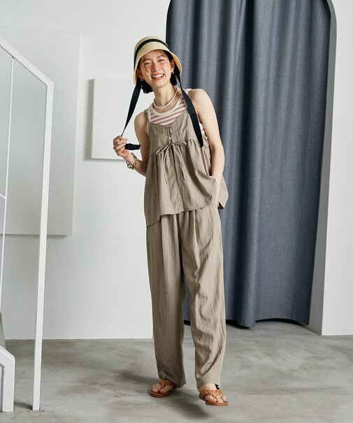 <接触冷感> SUMMERCOOL リボン付き キャミソール セットアップ/ビスチェ セットアップ