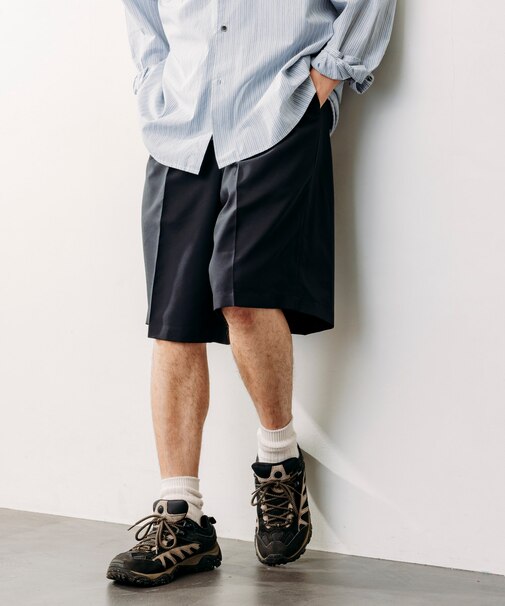 Reflax 機能性素材 ワイドシルエット イージーショートパンツ 【セットアップ対応】/吸水速乾/イージーケア/UVカット/接触冷感/エコ素材/ストレッチ