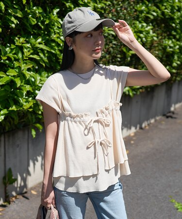 【セットアイテム】ワッフル フレンチスリーブ ビスチェセット