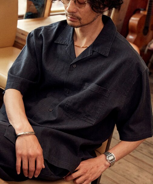LINEN COTTON O/C SH SS 【セットアップ対応】/ リネン コットン オープンカラーシャツ ショートスリーブ