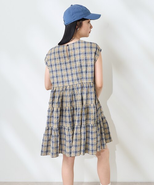 sunsetpark チェック柄ティアードミニワンピース sunsetpark チェック柄ティアードミニワンピース
