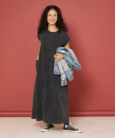 ケミカルウォッシュ カットワンピース