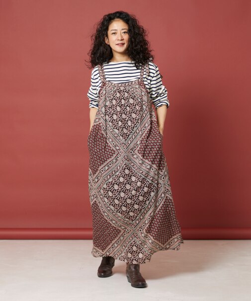 インド肩リボンエスニックキャミワンピース